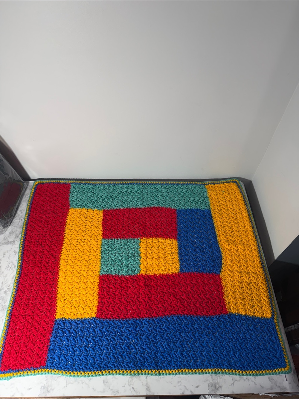 Colorful Handmade Crochet Patchwork Blanket 35x28